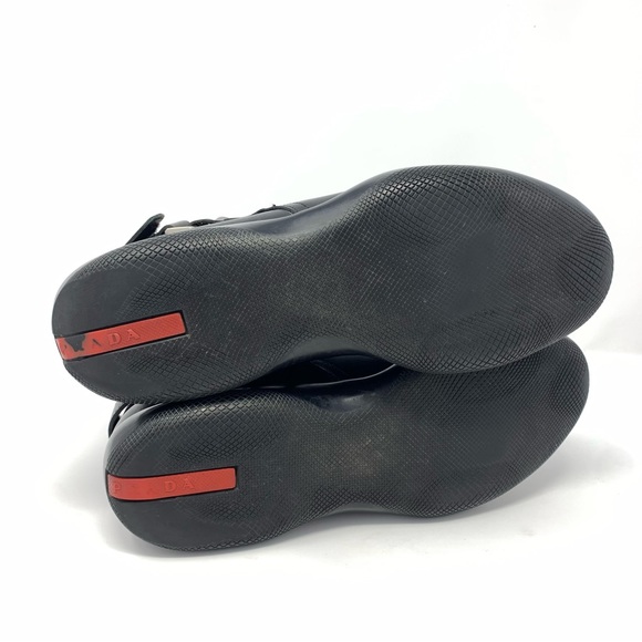 Prada Brushed Leather Ankle Chelsea Boot with Adjustable Back Strap Black Size 6 - Picture 10 of 16